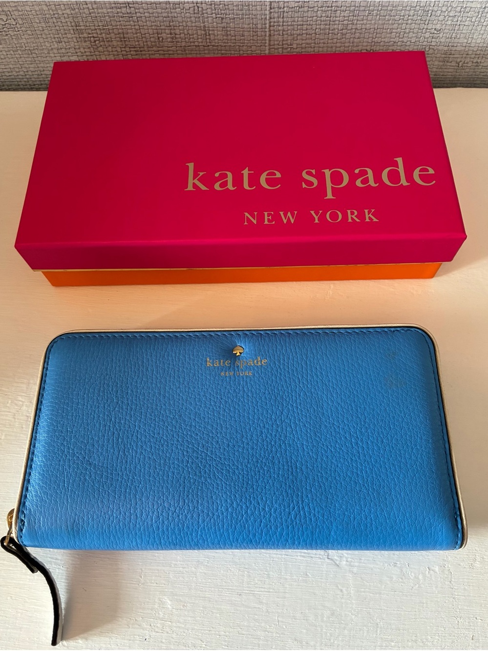 kate spade Blue Zip-Around Blue Wallet New